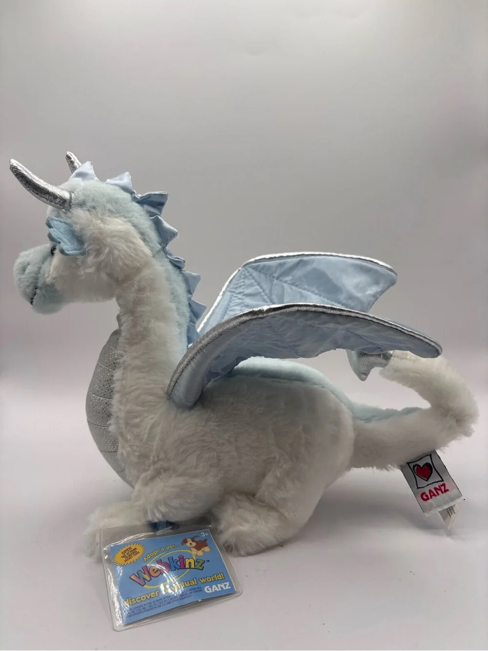 Webkinz Ice Dragon with Sealed Secret Code Tag White Stuffed Animal Ganz READ - Picture 11 of 16